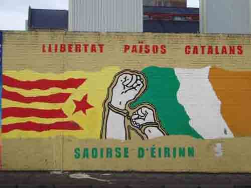 Irish-Catalan solidarity mural, Falls Road