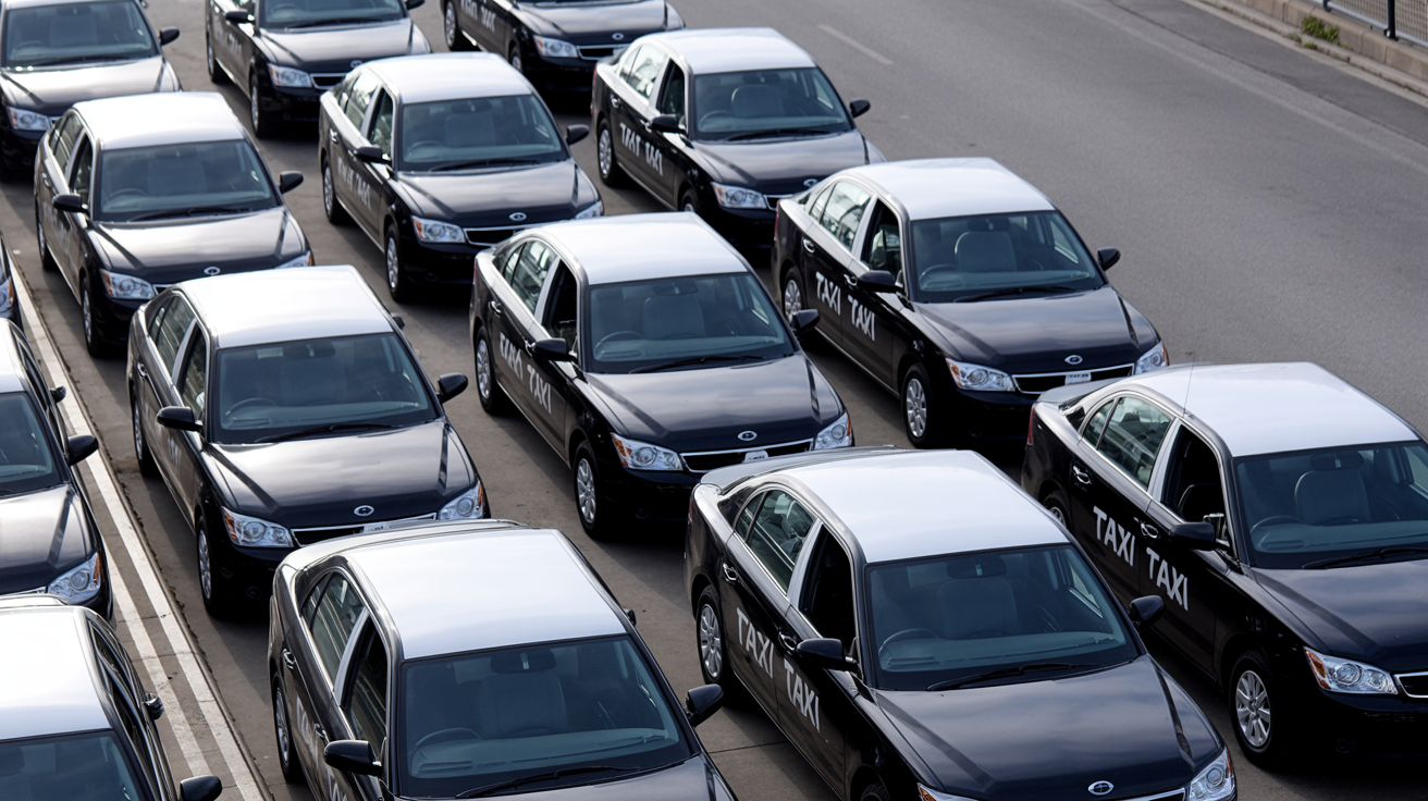 Gransha Taxis fleet parked at the depot